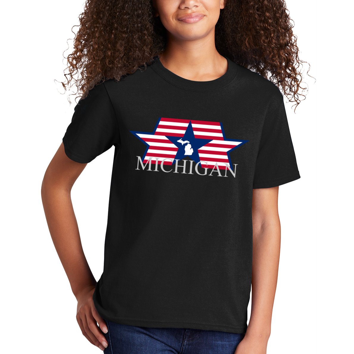 Retro Michigan Star Map Kids T-Shirt