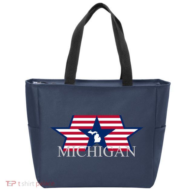 Retro Michigan Star Map Zip Tote Bag