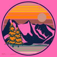 Retro Mountain Sunset Nature Stripe Pom Pom Beanie