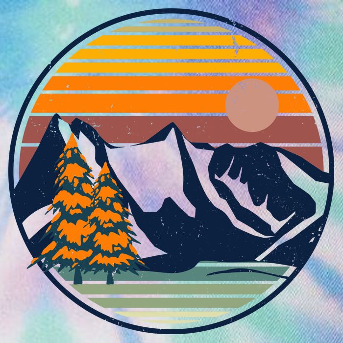 Retro Mountain Sunset Nature Legacy Tie Dye Trucker Hat