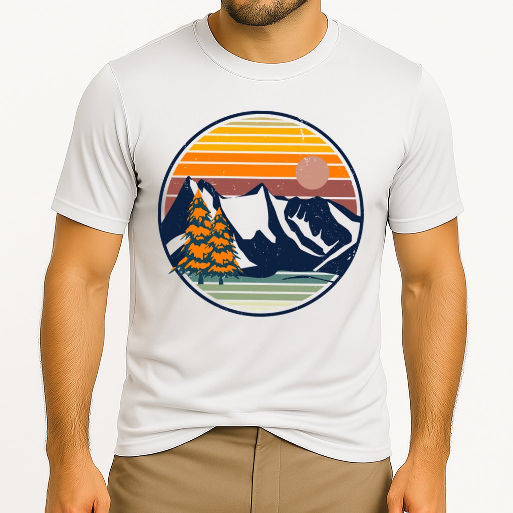 Retro Mountain Sunset Nature Performance Shirt
