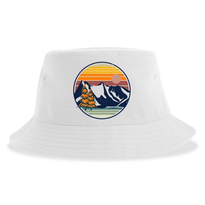 Retro Mountain Sunset Nature Sustainable Bucket Hat