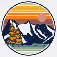 Retro Mountain Sunset Nature Sustainable Bucket Hat