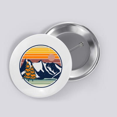 Retro Mountain Sunset Nature Button