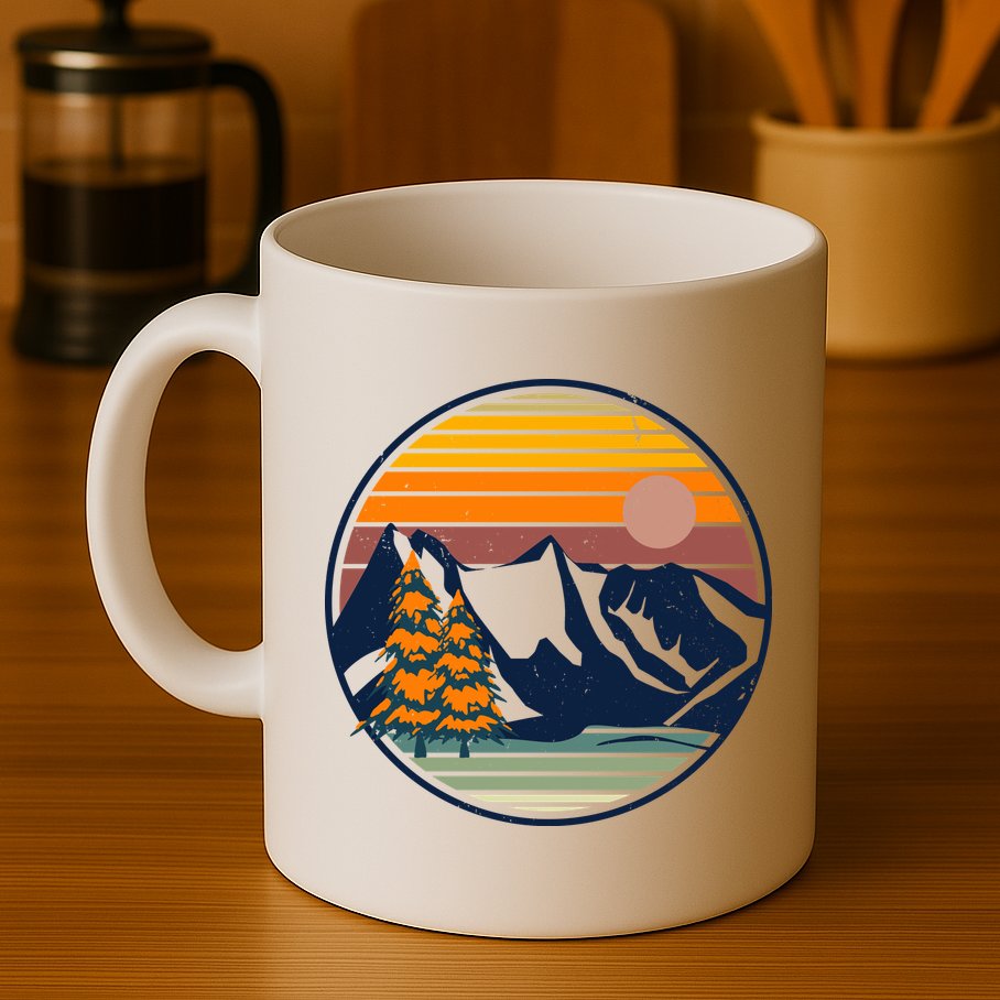 Retro Mountain Sunset Nature Mug