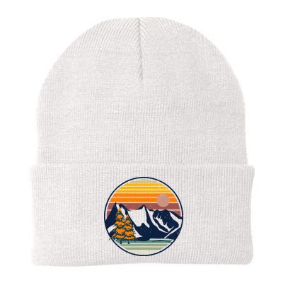 Retro Mountain Sunset Nature Beanie