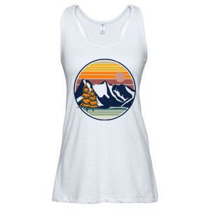 Retro Mountain Sunset Nature Ladies Essential Flowy Tank