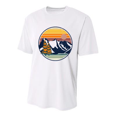Retro Mountain Sunset Nature Youth Performance Sprint T-Shirt