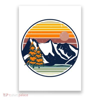Retro Mountain Sunset Nature Poster