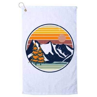 Retro Mountain Sunset Nature Golf Towel