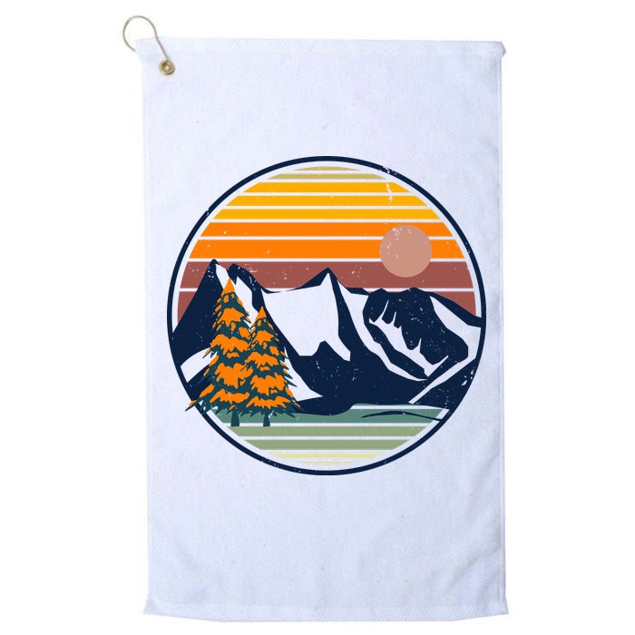 Retro Mountain Sunset Nature Golf Towel