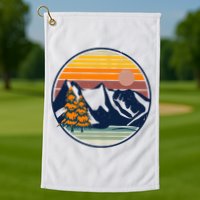 Retro Mountain Sunset Nature Golf Towel