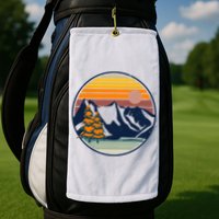 Retro Mountain Sunset Nature Golf Towel