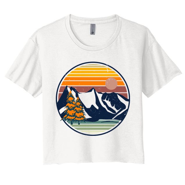 Retro Mountain Sunset Nature Crop Top