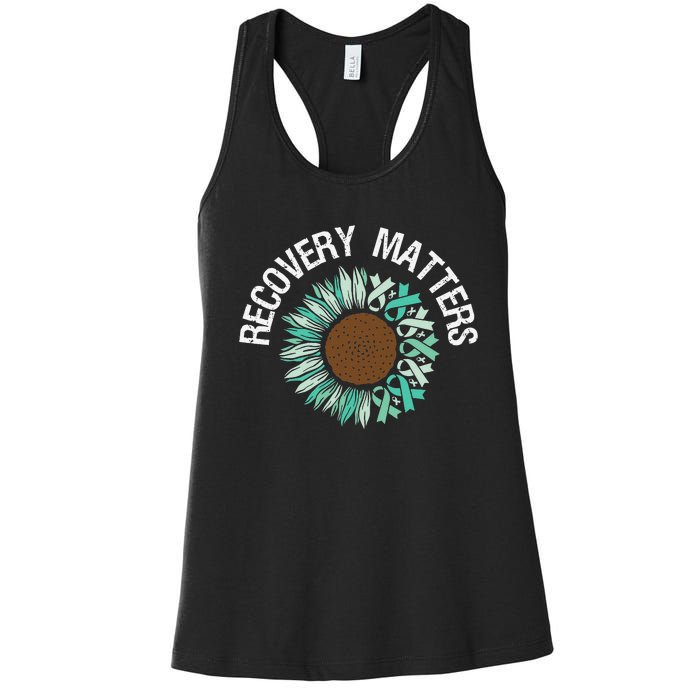 Recovery Matters Sobriety Anniversary Sober AA NA Women's Racerback Tank