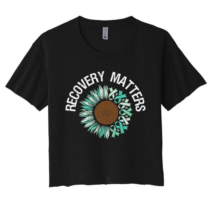 Recovery Matters Sobriety Anniversary Sober AA NA Women's Crop Top Tee