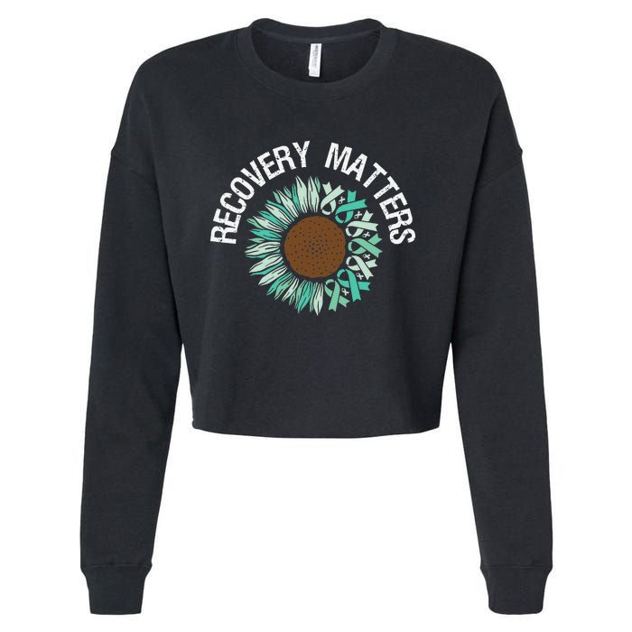 Recovery Matters Sobriety Anniversary Sober AA NA Cropped Pullover Crew