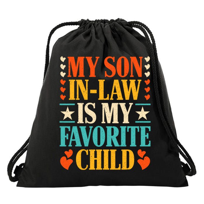 Retro My Son In Law Is My Favorite Child Funny Family Humor Drawstring Bag