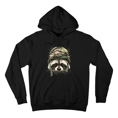 Raccoon Military Soldier Veterans Day Trash Panda Animal Hoodie