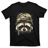 Raccoon Military Soldier Veterans Day Trash Panda Animal T-Shirt