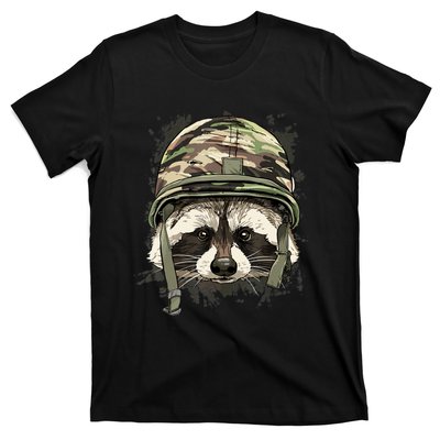 Raccoon Military Soldier Veterans Day Trash Panda Animal T-Shirt