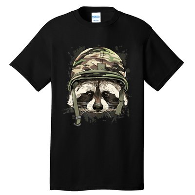 Raccoon Military Soldier Veterans Day Trash Panda Animal Tall T-Shirt