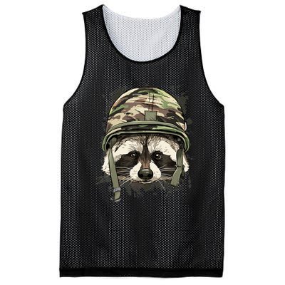 Raccoon Military Soldier Veterans Day Trash Panda Animal Mesh Reversible Basketball Jersey Tank