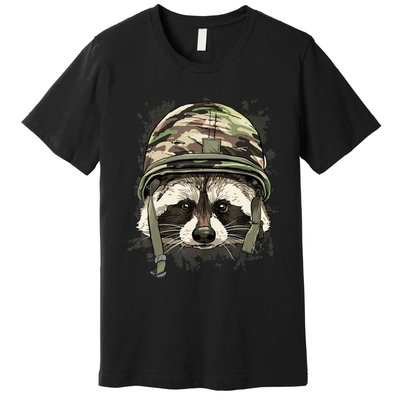 Raccoon Military Soldier Veterans Day Trash Panda Animal Premium T-Shirt