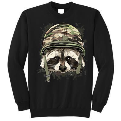 Raccoon Military Soldier Veterans Day Trash Panda Animal Tall Sweatshirt