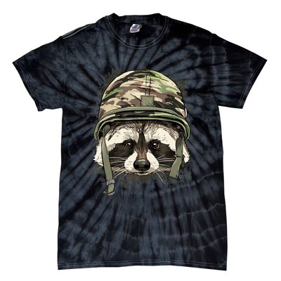 Raccoon Military Soldier Veterans Day Trash Panda Animal Tie-Dye T-Shirt