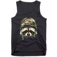 Raccoon Military Soldier Veterans Day Trash Panda Animal Tank Top