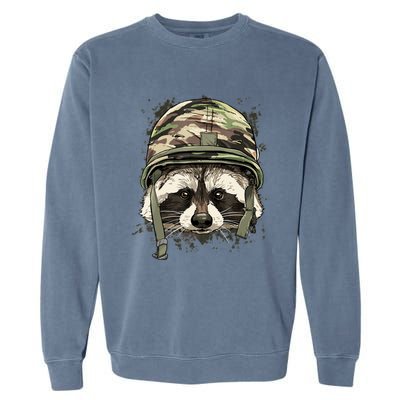 Raccoon Military Soldier Veterans Day Trash Panda Animal Garment-Dyed Sweatshirt