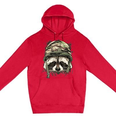 Raccoon Military Soldier Veterans Day Trash Panda Animal Premium Pullover Hoodie