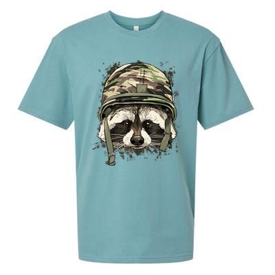 Raccoon Military Soldier Veterans Day Trash Panda Animal Sueded Cloud Jersey T-Shirt