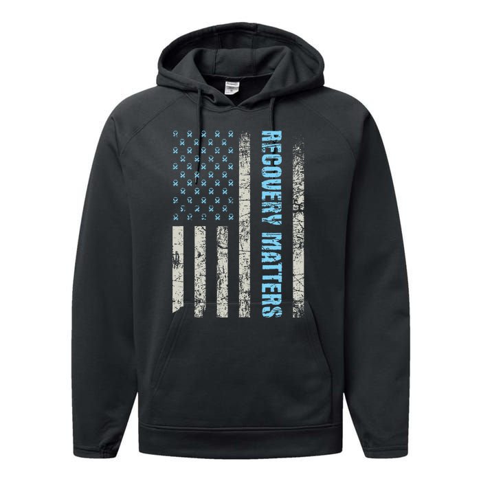 Recovery Matters Sobriety Anniversary Sober AA NA Performance Fleece Hoodie