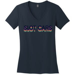 Retro Minicar Slot Car Rc Car Model Sportsman Slotcar Women's V-Neck T-Shirt