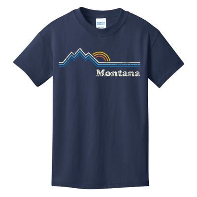 Retro Montana T Vintage Sunrise Mountains Design Kids T-Shirt