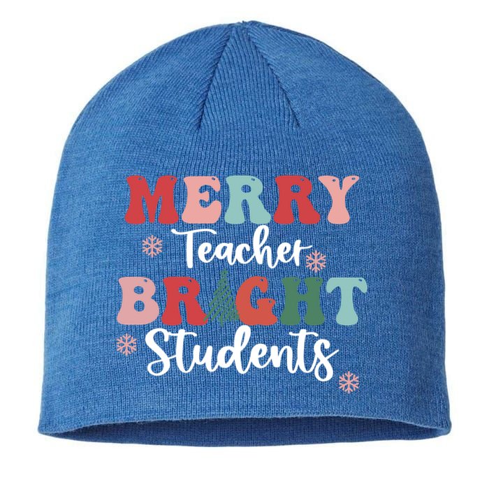 Retro Merry Teacher Bright Students Christmas Teacher Life Gift Sustainable Beanie