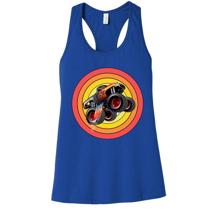 Retro Monster Truck Show Gift Vintage Monster Trucks Gift Women's Racerback Tank