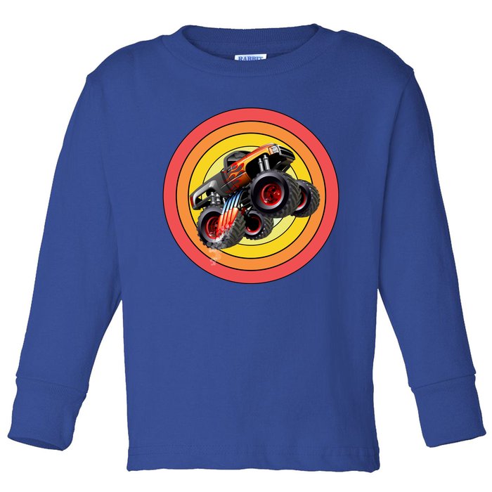 Retro Monster Truck Show Gift Vintage Monster Trucks Gift Toddler Long Sleeve Shirt