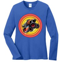 Retro Monster Truck Show Gift Vintage Monster Trucks Gift Ladies Long Sleeve Shirt