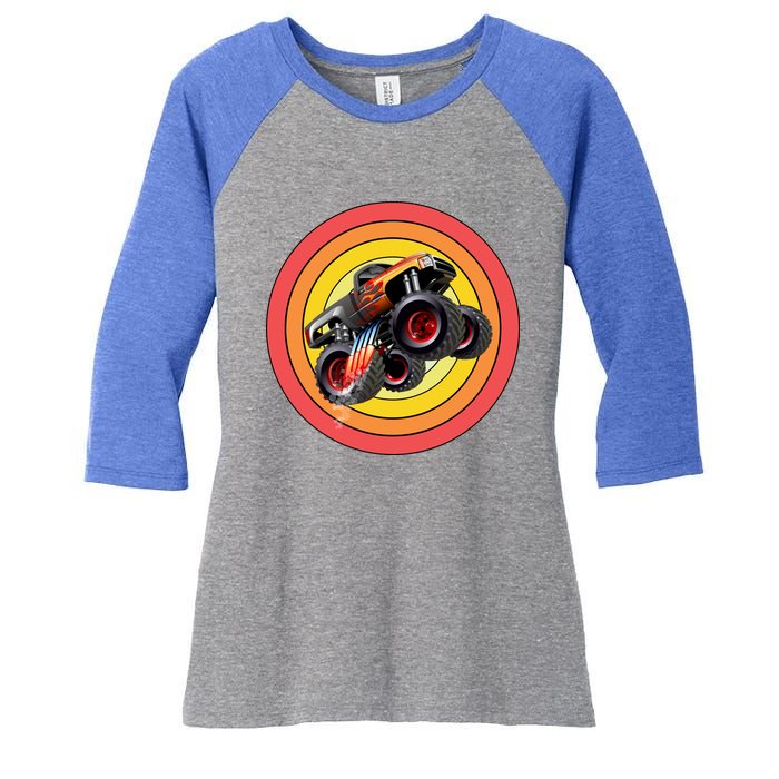 Retro Monster Truck Show Gift Vintage Monster Trucks Gift Women's Tri-Blend 3/4-Sleeve Raglan Shirt