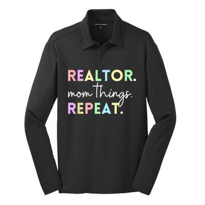 Realtor Mom Things Repeat For Mothers Selling Real Estate Silk Touch Performance Long Sleeve Polo