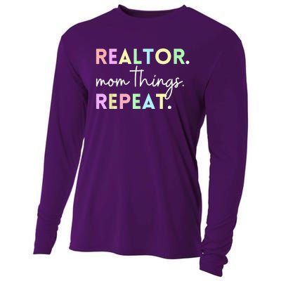 Realtor Mom Things Repeat For Mothers Selling Real Estate Cooling Performance Long Sleeve Crew