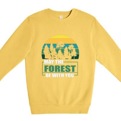 Retro May The Forest Be With You Camping Gift Premium Crewneck Sweatshirt