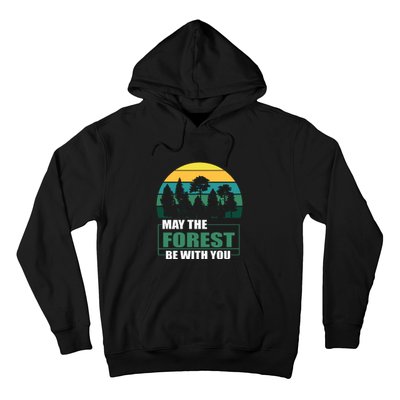 Retro May The Forest Be With You Camping Gift Hoodie