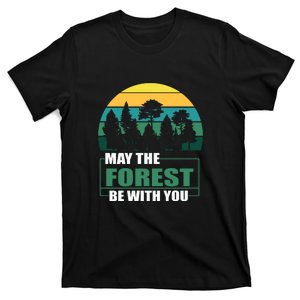 Retro May The Forest Be With You Camping Gift T-Shirt