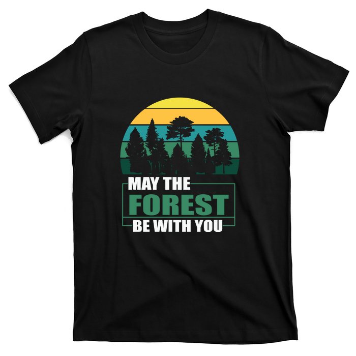 Retro May The Forest Be With You Camping Gift T-Shirt