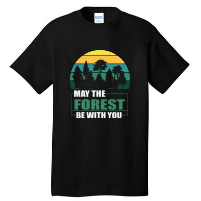 Retro May The Forest Be With You Camping Gift Tall T-Shirt