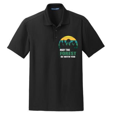 Retro May The Forest Be With You Camping Gift Dry Zone Grid Polo